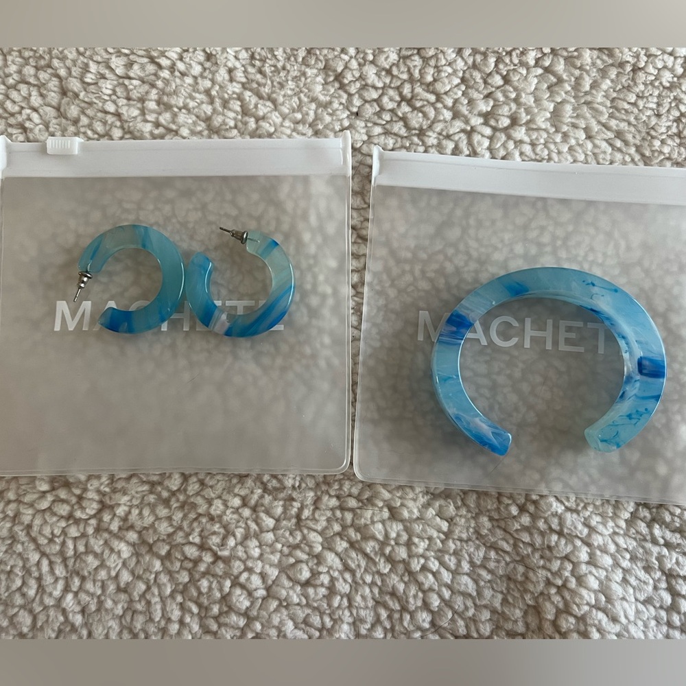 Machete Architect Cuff Bracelet and Kate Hoops in Oceania